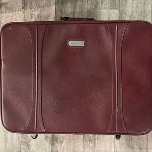 Vintage American Tourister Deep Burgundy Luggage Bag with Weels 1980s